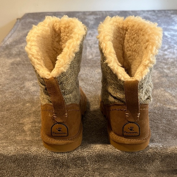 Bear Paw Brown Suede Boots with Knit Cuff - Picture 4 of 5
